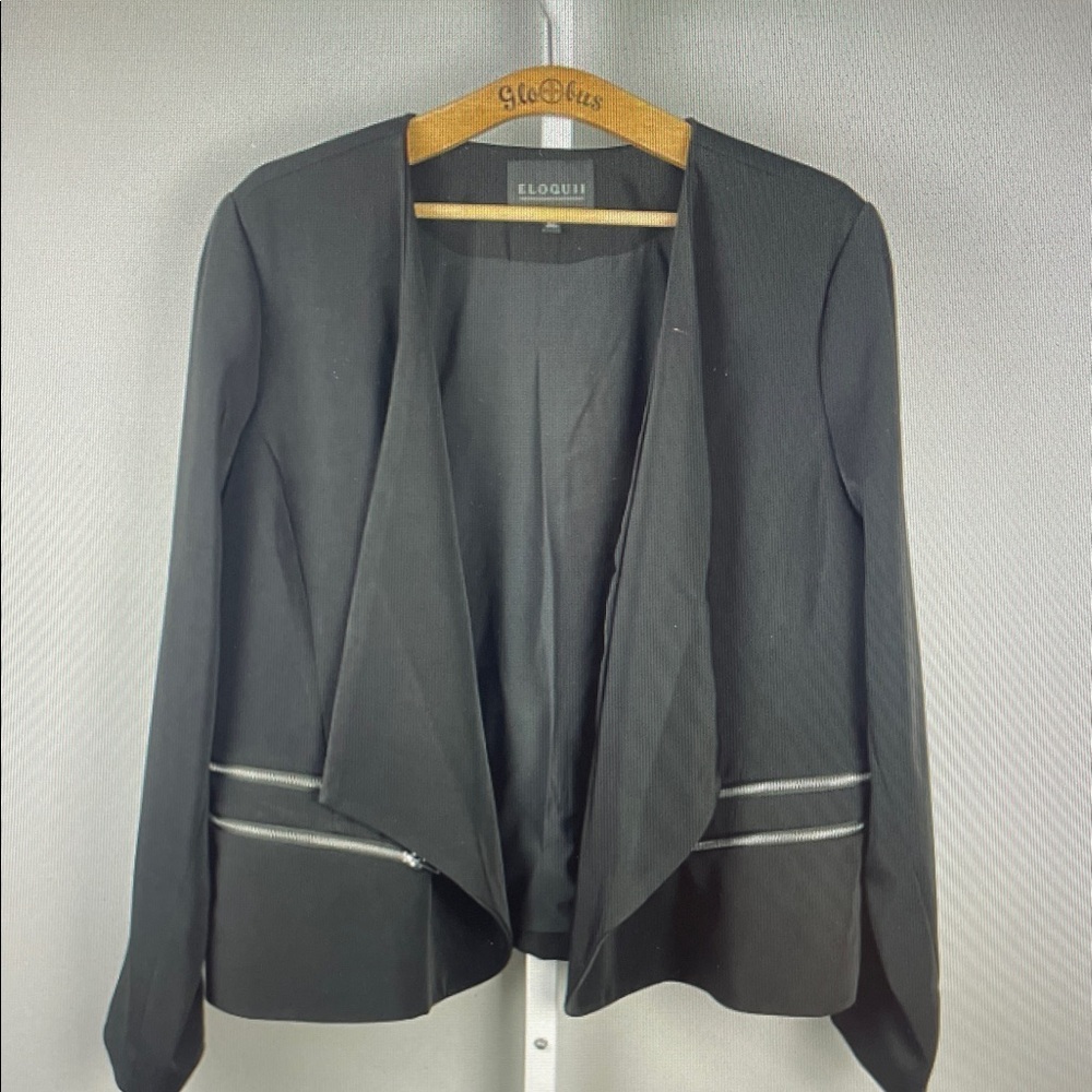 Eloquii Black Blazer with Silver Detailing